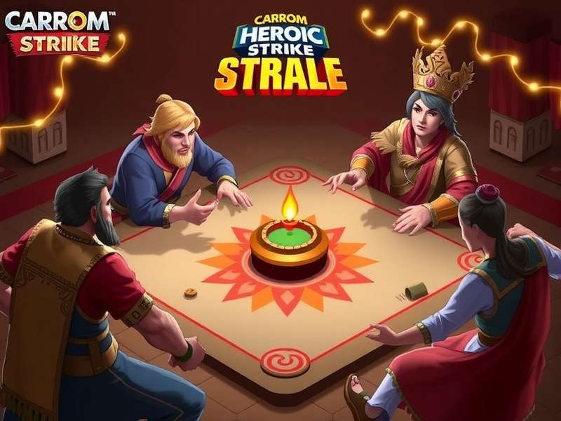 Carrom Heroic Strike - Diwali Event with Golden Board and Diyas Carrom Heroic Strike Diwali Event
